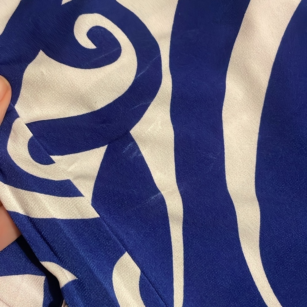 DONNA MORGAN Women’s Blue White Swirl Pencil Dress‎ Ruche Cap Sleeve Size 14 NWT - Picture 13 of 13